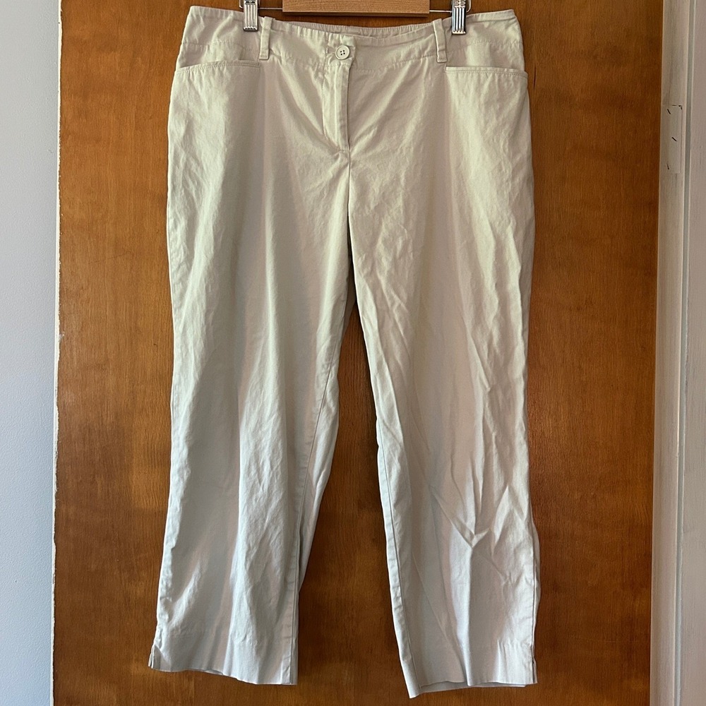 Talbots Petites Khaki Cropped Pants 10P Minimal Neutral Office Coastal Grandma